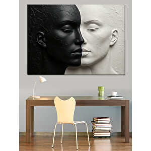 Siyah Beyaz Yüz Teması Dekoratif Kanvas - Mdf Ahşap Tablo