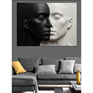 Siyah Beyaz Yüz Teması Dekoratif Kanvas - Mdf Ahşap Tablo