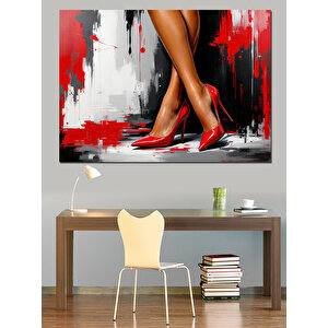 Kırmızı Topuklu Ayakkabı Patlaması Dekoratif Kanvas - Mdf Ahşap Tablo 35x50 cm