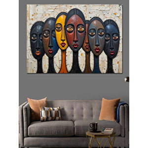 Soyut Renkli Yüzler Dekoratif Kanvas - Mdf Ahşap Tablo 25x35 cm