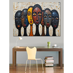 Soyut Renkli Yüzler Dekoratif Kanvas - Mdf Ahşap Tablo 25x35 cm