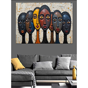 Soyut Renkli Yüzler Dekoratif Kanvas - Mdf Ahşap Tablo 25x35 cm