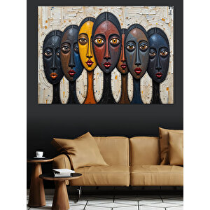 Soyut Renkli Yüzler Dekoratif Kanvas - Mdf Ahşap Tablo
