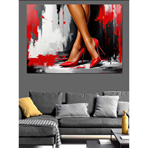 Kırmızı Topuklu Ayakkabı Patlaması Dekoratif Kanvas - Mdf Ahşap Tablo 70x100 cm
