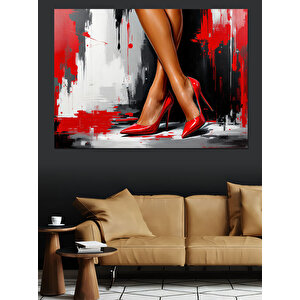 Kırmızı Topuklu Ayakkabı Patlaması Dekoratif Kanvas - Mdf Ahşap Tablo 70x100 cm