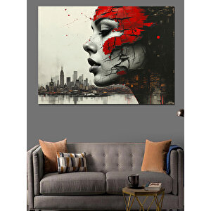 Yüzü Boyanmış Soyut Kadın Dekoratif Kanvas - Mdf Ahşap Tablo 100x140 cm