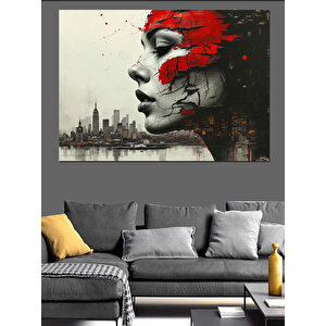 Yüzü Boyanmış Soyut Kadın Dekoratif Kanvas - Mdf Ahşap Tablo