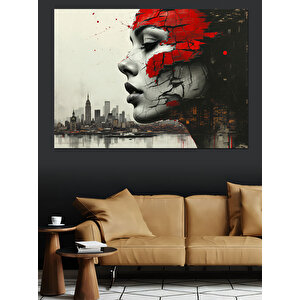 Yüzü Boyanmış Soyut Kadın Dekoratif Kanvas - Mdf Ahşap Tablo