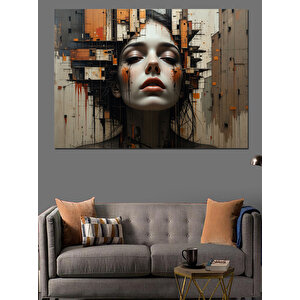 Dramatik Yüzlü Kadın Portresi Dekoratif Kanvas - Mdf Ahşap Tablo
