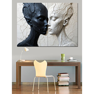 Soyut Aşık Yüzler Dekoratif Kanvas - Mdf Ahşap Tablo 70x100 cm
