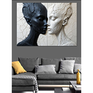 Soyut Aşık Yüzler Dekoratif Kanvas - Mdf Ahşap Tablo 70x100 cm