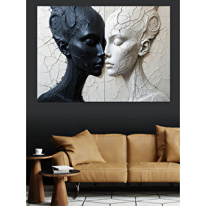 Soyut Aşık Yüzler Dekoratif Kanvas - Mdf Ahşap Tablo 70x100 cm