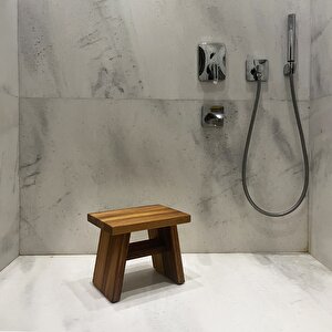 Shark Anatolia Iroko Ahşap Banyo Taburesi Oturak M Boy (H:25.5 CM)