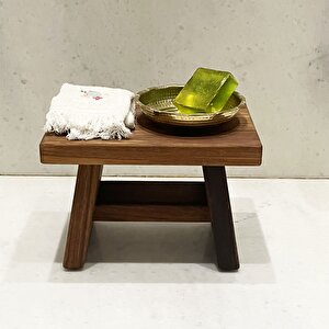 Iroko Ahşap Banyo Taburesi Oturak S Boy (H:20.5 CM) S