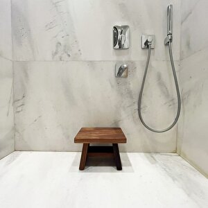 Shark Anatolia Iroko Ahşap Banyo Taburesi Oturak S Boy (H:20.5 CM)