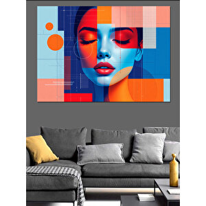 Soyut Renkli Kadın Yüzü Dekoratif Kanvas - Mdf Ahşap Tablo