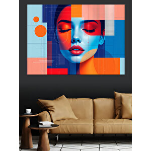 Soyut Renkli Kadın Yüzü Dekoratif Kanvas - Mdf Ahşap Tablo
