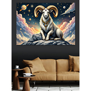 Karanlıkta Duran Güçlü Koç Dekoratif Kanvas - Mdf Ahşap Tablo