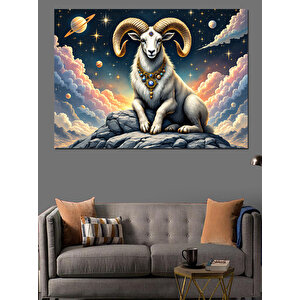 Karanlıkta Duran Güçlü Koç Dekoratif Kanvas - Mdf Ahşap Tablo 100x140 cm