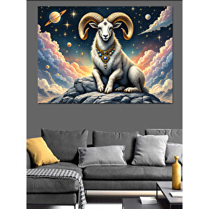 Karanlıkta Duran Güçlü Koç Dekoratif Kanvas - Mdf Ahşap Tablo 100x140 cm