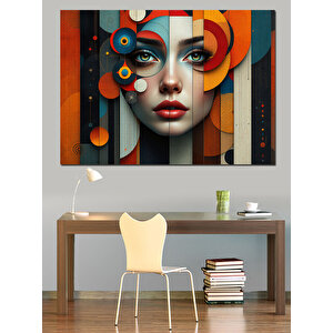 Soyut Yüzlü Portre Dekoratif Kanvas - Mdf Ahşap Tablo 100x140 cm