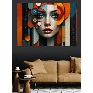 Soyut Yüzlü Portre Dekoratif Kanvas - Mdf Ahşap Tablo 100x140 cm