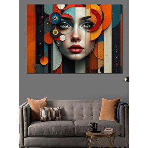 Soyut Yüzlü Portre Dekoratif Kanvas - Mdf Ahşap Tablo