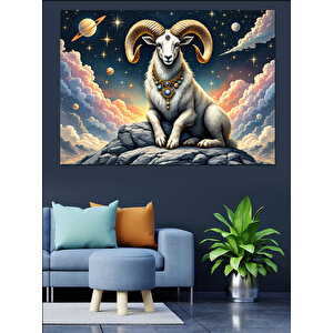 Karanlıkta Duran Güçlü Koç Dekoratif Kanvas - Mdf Ahşap Tablo