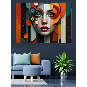 Soyut Yüzlü Portre Dekoratif Kanvas - Mdf Ahşap Tablo