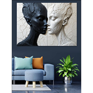Soyut Aşık Yüzler Dekoratif Kanvas - Mdf Ahşap Tablo