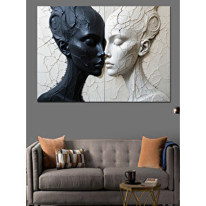 Soyut Aşık Yüzler Dekoratif Kanvas - Mdf Ahşap Tablo