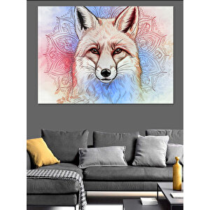Renkli Sanatsal Tilki Portresi Dekoratif Kanvas - Mdf Ahşap Tablo 50x70 cm