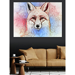 Renkli Sanatsal Tilki Portresi Dekoratif Kanvas - Mdf Ahşap Tablo 50x70 cm