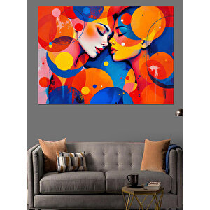 Soyut Renkli Kadın Yüzleri Dekoratif Kanvas - Mdf Ahşap Tablo