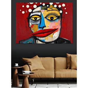 Soyut Renkli Yüz Maskesi Dekoratif Kanvas - Mdf Ahşap Tablo 35x50 cm