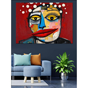Soyut Renkli Yüz Maskesi Dekoratif Kanvas - Mdf Ahşap Tablo 35x50 cm