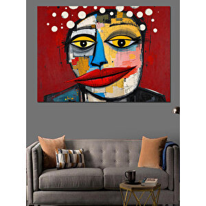 Soyut Renkli Yüz Maskesi Dekoratif Kanvas - Mdf Ahşap Tablo 35x50 cm