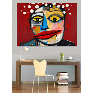 Soyut Renkli Yüz Maskesi Dekoratif Kanvas - Mdf Ahşap Tablo