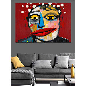 Soyut Renkli Yüz Maskesi Dekoratif Kanvas - Mdf Ahşap Tablo