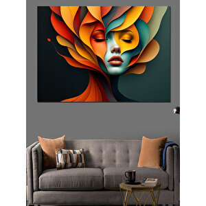 Renkli Soyut Yüz Portresi Dekoratif Kanvas - Mdf Ahşap Tablo
