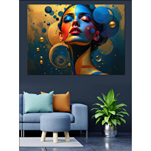 Soyut Renkli Kadın Yüzü Dekoratif Kanvas - Mdf Ahşap Tablo