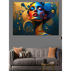Soyut Renkli Kadın Yüzü Dekoratif Kanvas - Mdf Ahşap Tablo