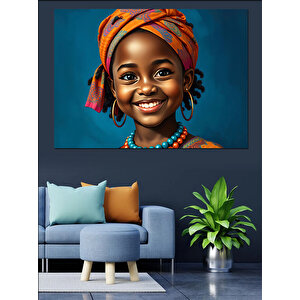Gülen Yüzlü Afrika Kızı Dekoratif Kanvas - Mdf Ahşap Tablo