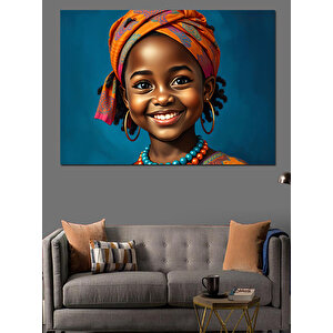 Gülen Yüzlü Afrika Kızı Dekoratif Kanvas - Mdf Ahşap Tablo
