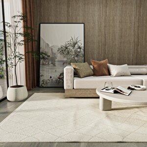 Newyork 3109 Krem Yumuşak Tuşeli Halı Kilim Salon Koridor Kesme Yolluk Dokuma Makine Halı Krem