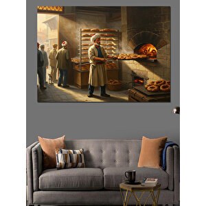 Fırında Sıcak Simitler Dekoratif Kanvas - Mdf Ahşap Tablo 100x140 cm