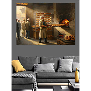 Fırında Sıcak Simitler Dekoratif Kanvas - Mdf Ahşap Tablo 50x70 cm
