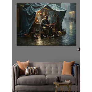 Çadırda Ayakkabı Tamircisi Dekoratif Kanvas - Mdf Ahşap Tablo 35x50 cm