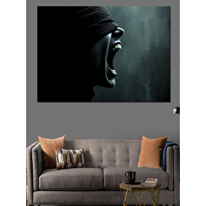 Bağıran Gölgedeki Karanlık Yüz Dekoratif Kanvas - Mdf Ahşap Tablo 35x50 cm