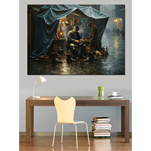 Çadırda Ayakkabı Tamircisi Dekoratif Kanvas - Mdf Ahşap Tablo 50x70 cm